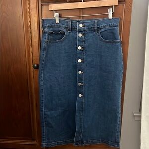 Denim Button-Front Skirt